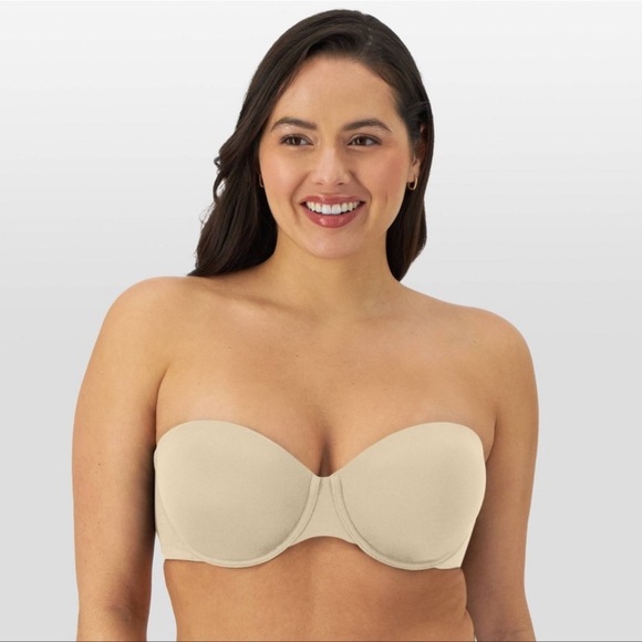 NWT Bali Full Coverage Strapless Multiway Bra 36DD Taupe - Picture 1 of 5